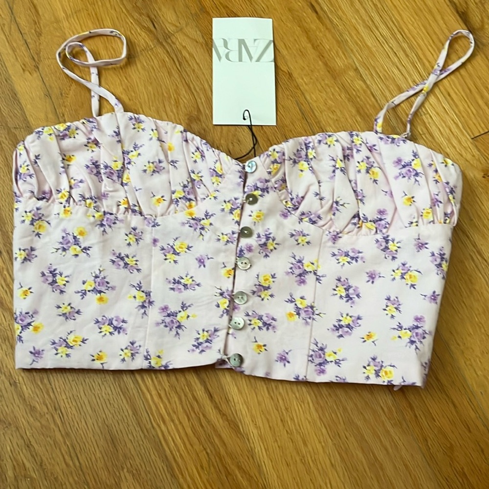 Zara cropped flower print top
